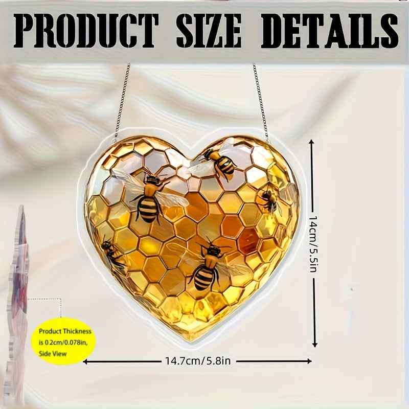 [Bee Theme Decoration] 2D Flat, 1pc Spring Bee Theme Honeycomb and Flycatcher Hanging Decoration, Unique Desktop Accent, Country Style Home Wall Art, Perfect Gift for Ladies and Bee Enthusiasts, 2D Flat