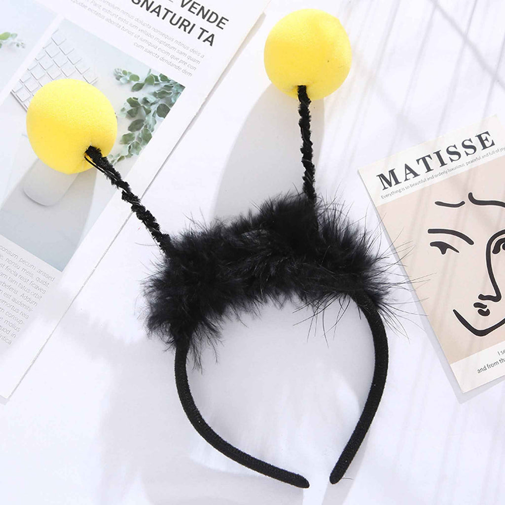 LED Bee Antenna Headband with Glowing Antennae - Battery-Powered (Batteries Not Included) - Cute Feather-like Antennae with Soft Black & Yellow Tips for Halloween Costumes, Cosplay, Themed Parties - Lightweight & Comfortable