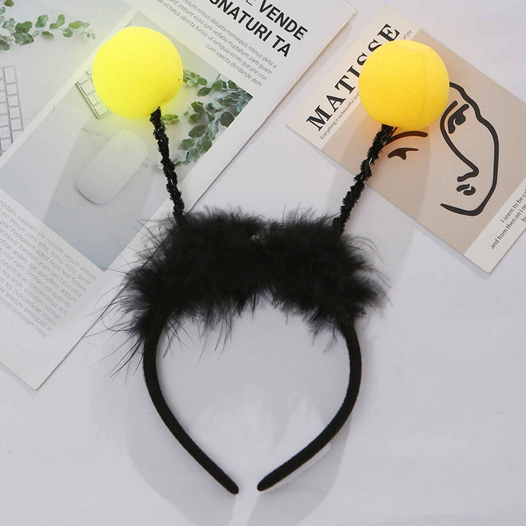 LED Bee Antenna Headband with Glowing Antennae - Battery-Powered (Batteries Not Included) - Cute Feather-like Antennae with Soft Black & Yellow Tips for Halloween Costumes, Cosplay, Themed Parties - Lightweight & Comfortable