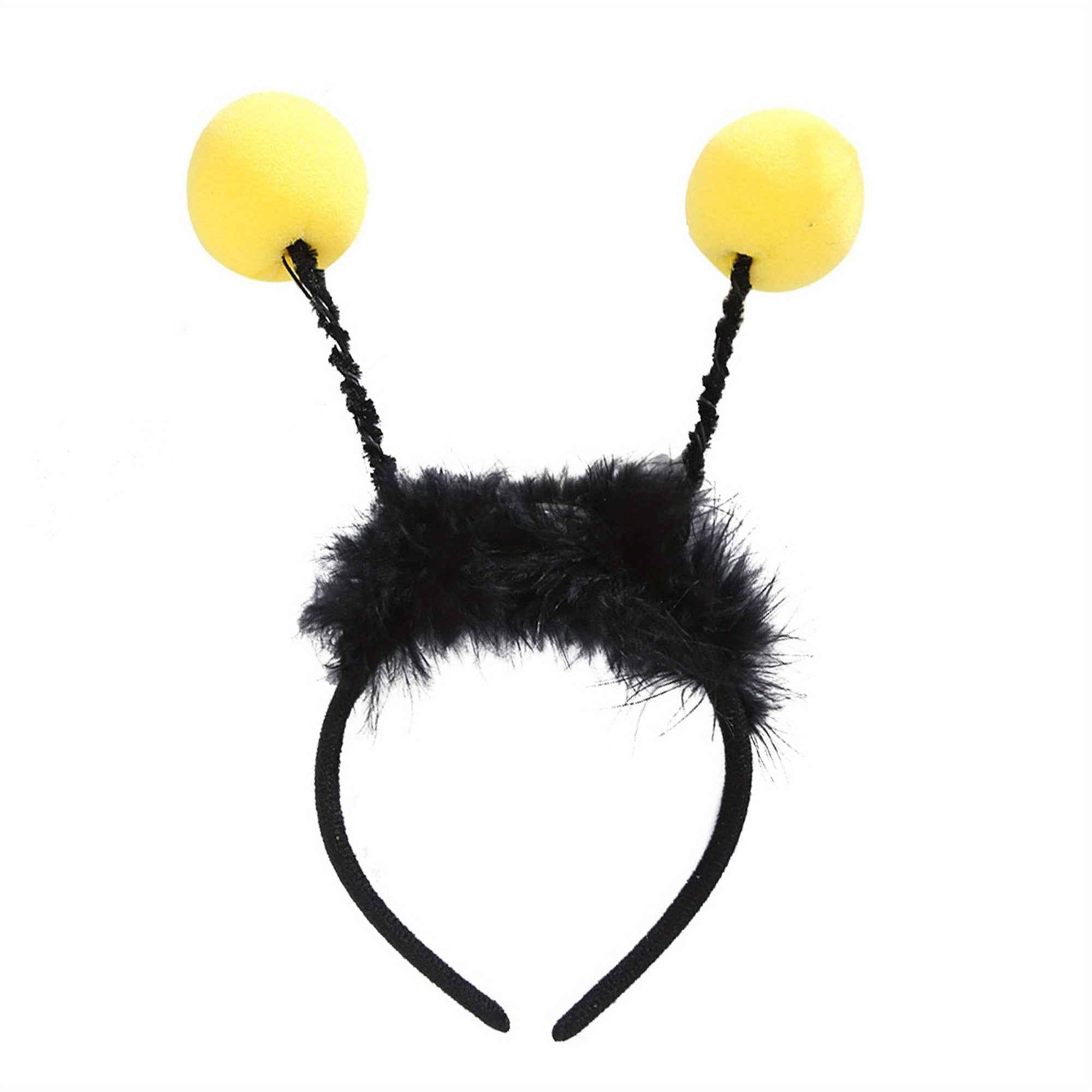 LED Bee Antenna Headband with Glowing Antennae - Battery-Powered (Batteries Not Included) - Cute Feather-like Antennae with Soft Black & Yellow Tips for Halloween Costumes, Cosplay, Themed Parties - Lightweight & Comfortable