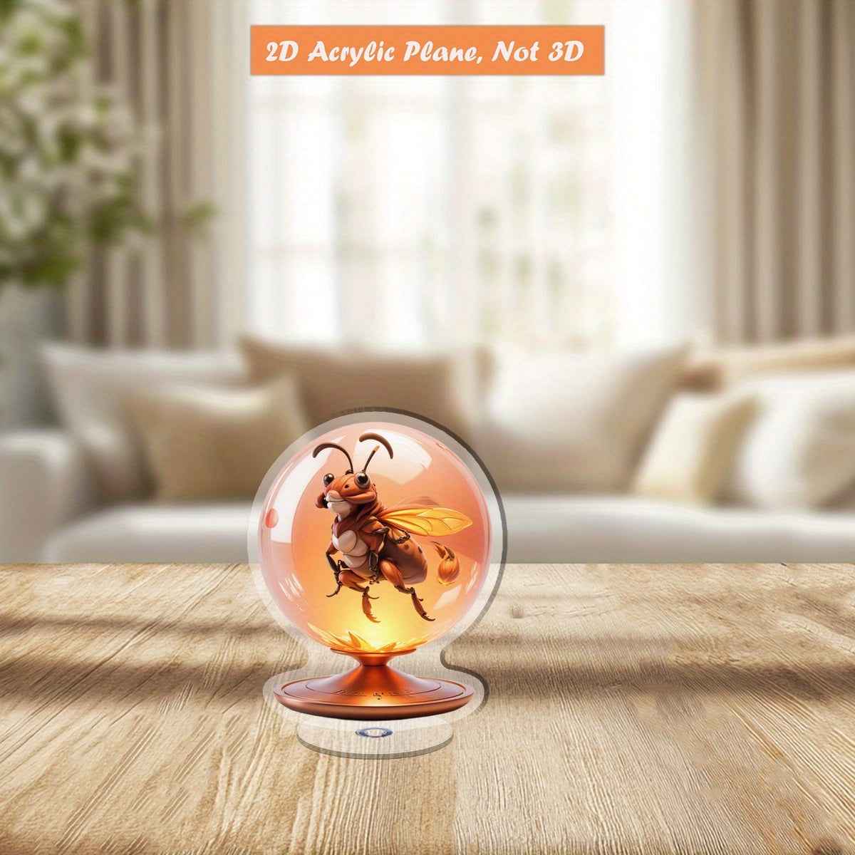 2D Flat - [2D Flat] 1pc 360° Rotating 2D Flat Acrylic Insect Lamp - Vibrant Bee & Floral Design, Tabletop Decor for Office Desk, Windowsill, or Gift, Durable Acrylic Material, Perfect for Home or Office Decoration, Office De