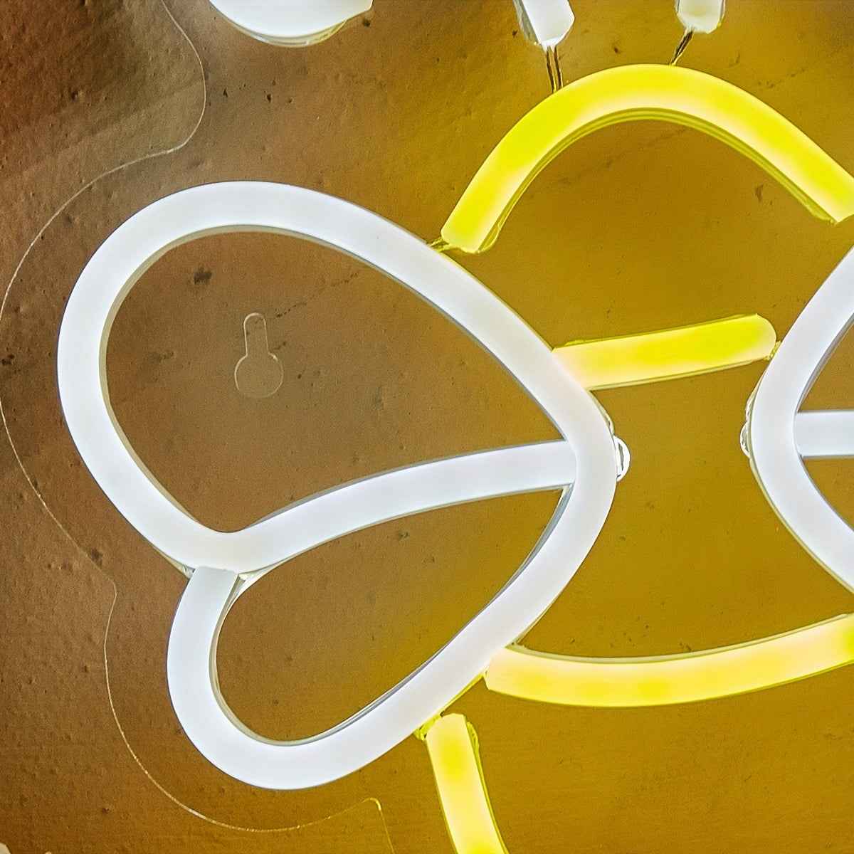 1pc Bee Neon Sign, USB Powered LED Wall Hanging Light with Switch Control, Plastic Material, Multipurpose Room Decor for Bedroom, Party, Wedding - No Battery Required