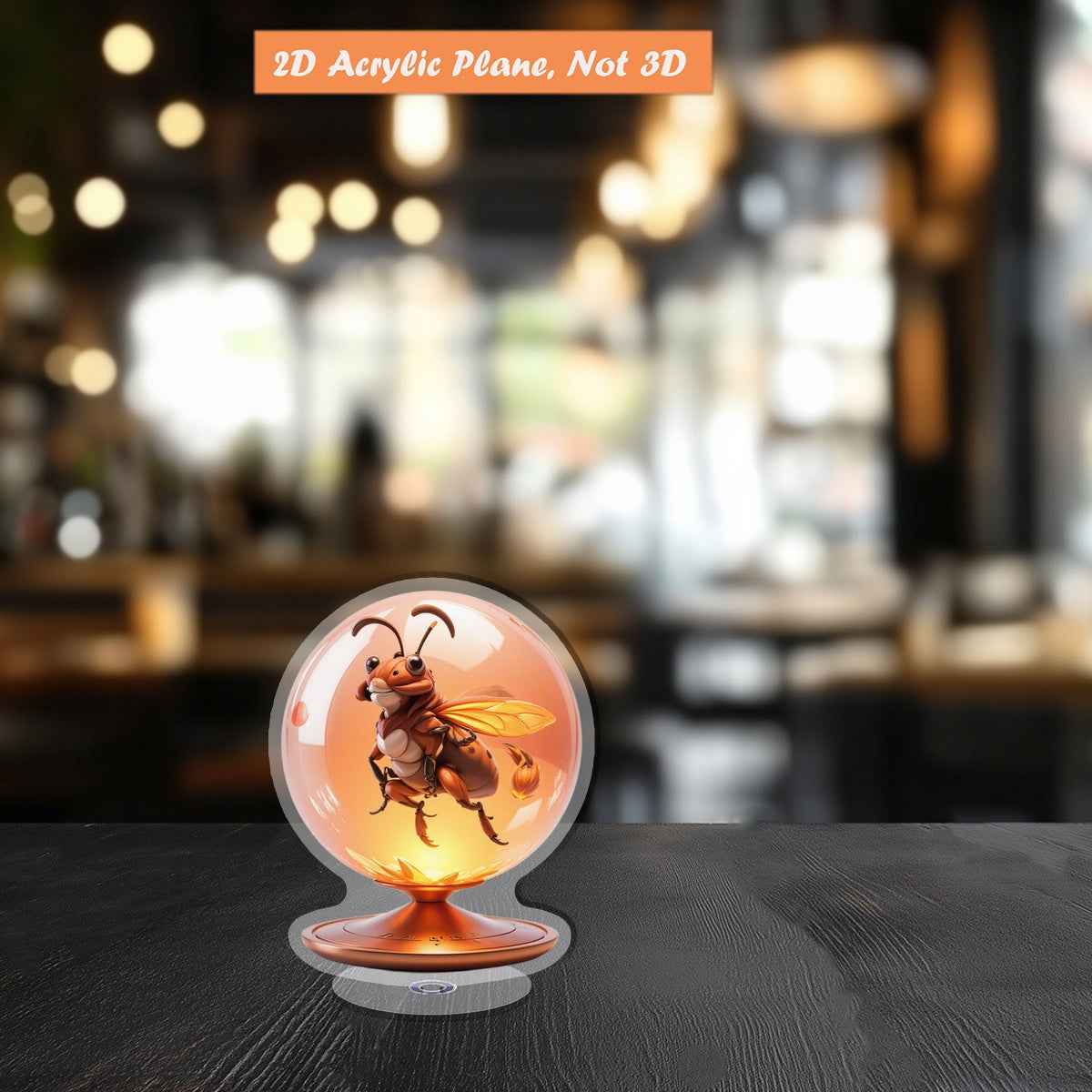 2D Flat - [2D Flat] 1pc 360° Rotating 2D Flat Acrylic Insect Lamp - Vibrant Bee & Floral Design, Tabletop Decor for Office Desk, Windowsill, or Gift, Durable Acrylic Material, Perfect for Home or Office Decoration, Office De