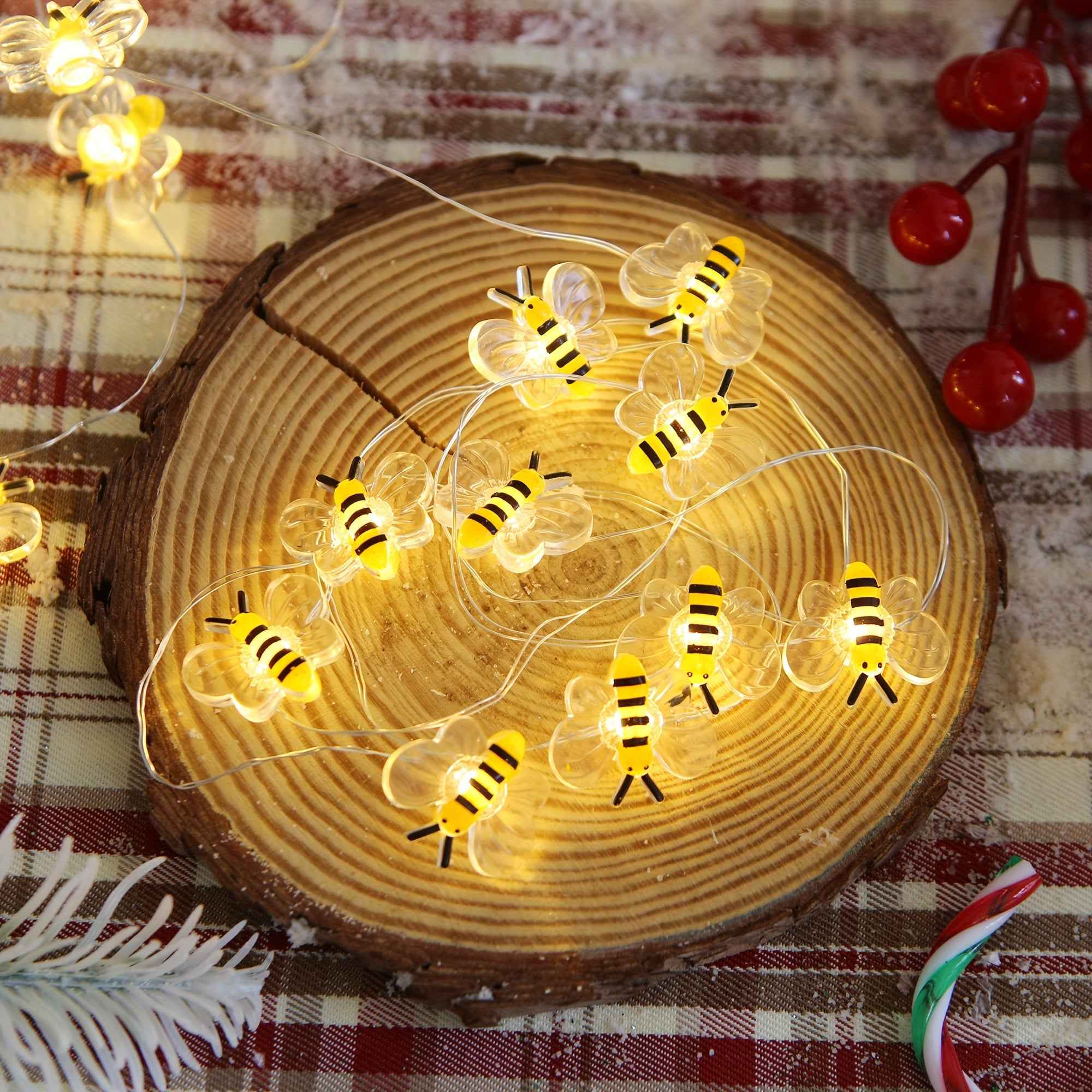 [Little Bee LED String Lights] 1pc Little Bee LED String Lights - 6.6ft 20 Bees Fairy Lights for Bedroom, Living Room, Plants, Courtyard, Party, Wedding, Halloween, Christmas - Warm White Ambiance and Energy Efficient, Ramada