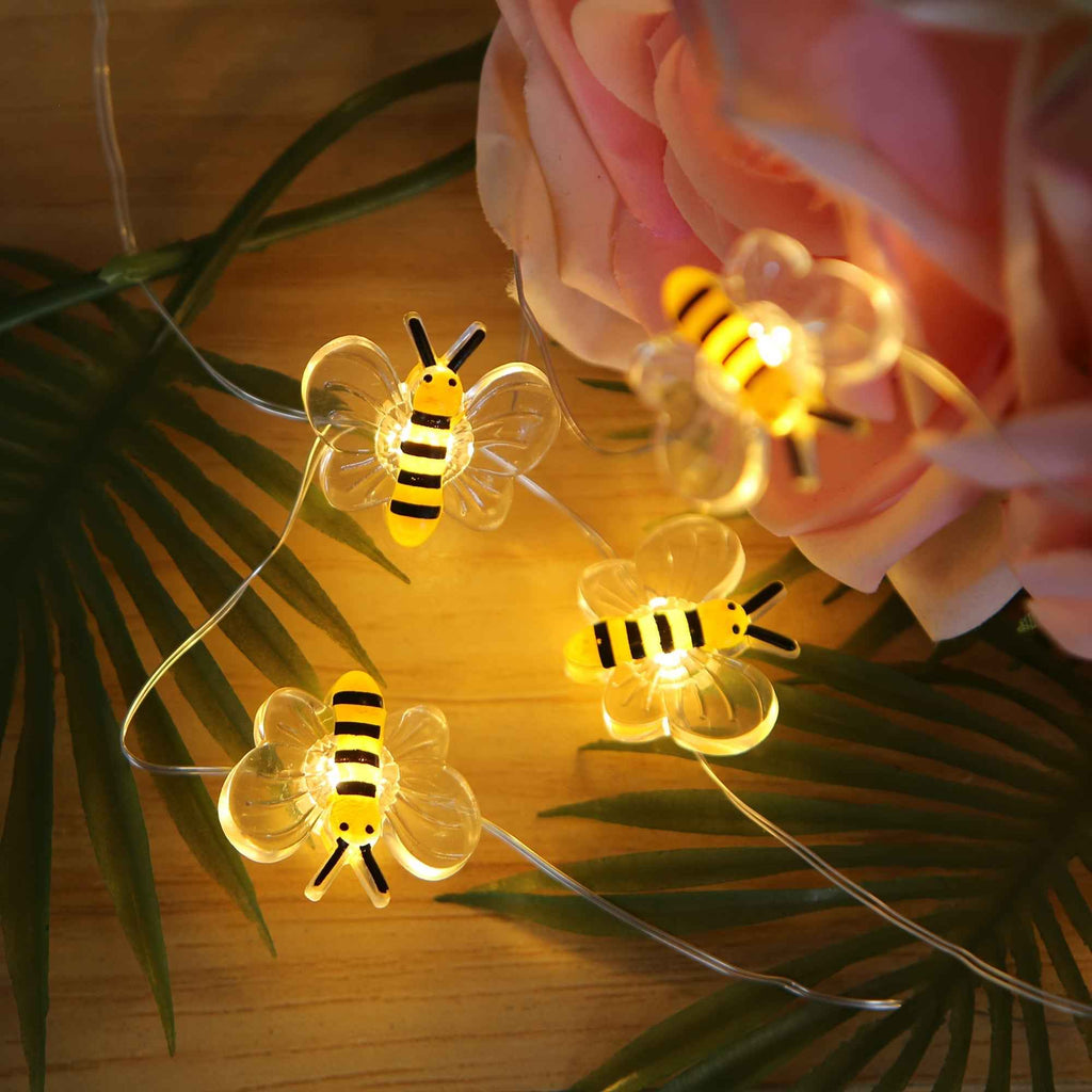 [Little Bee LED String Lights] 1pc Little Bee LED String Lights - 6.6ft 20 Bees Fairy Lights for Bedroom, Living Room, Plants, Courtyard, Party, Wedding, Halloween, Christmas - Warm White Ambiance and Energy Efficient, Ramada