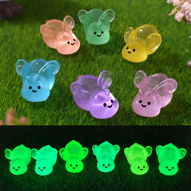 Miniature Craft Bees Light Glow Dark - Set of 6 DIY Decorative Bee Ornaments for Summer Parties and Home Decor