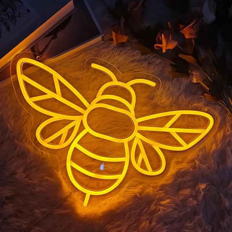 Bee LED Neon Light - USB Powered, Adjustable Brightness, Wall-Mounted Neon Light with Bee Design, Multi-Color Options, No Batteries Needed, Perfect For Wall Decor, New Year & Holiday Gifts, Bee Decorations