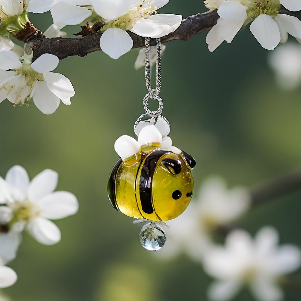 Glow in the Dark Bees Light Figurine Suncatcher - Resin, No Electricity Needed, Ideal for DIY Crafts and Outdoor Bee Decor