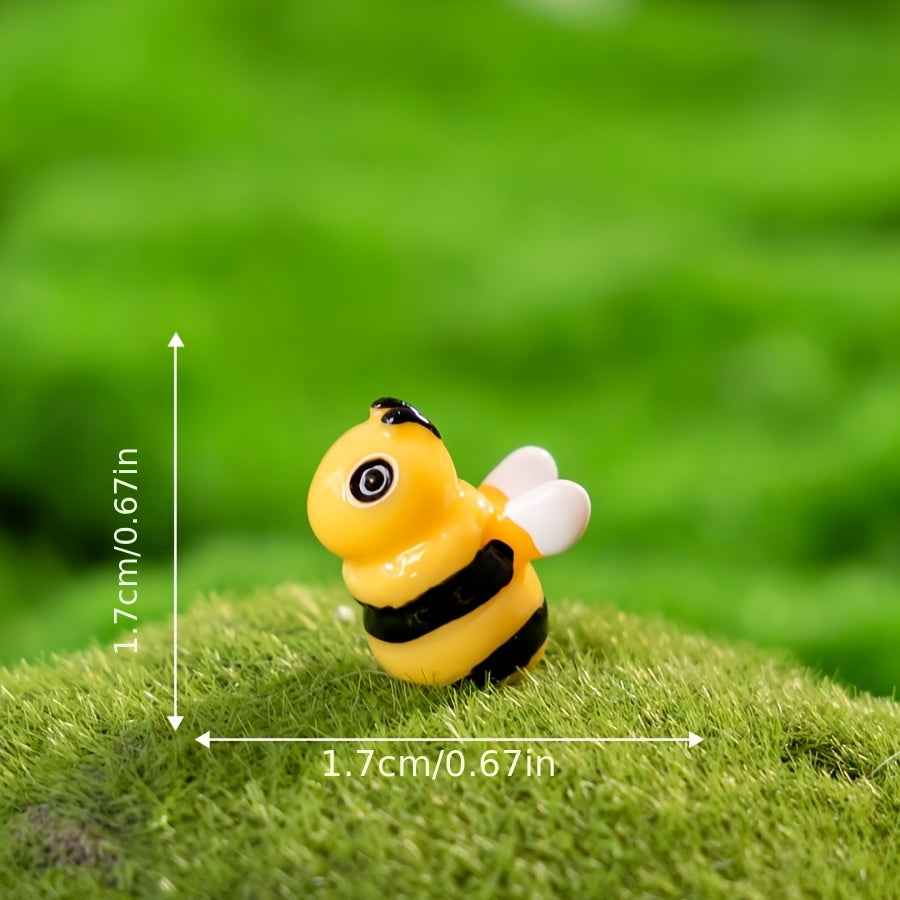 10pcs Glow-in-the-Dark Mini Bee Figurines - Resin Honeybee Garden Decor for DIY Fairy Gardens, Terrariums & Pot Planters, Cute Animal Theme Outdoor Decoration, Bee Deco