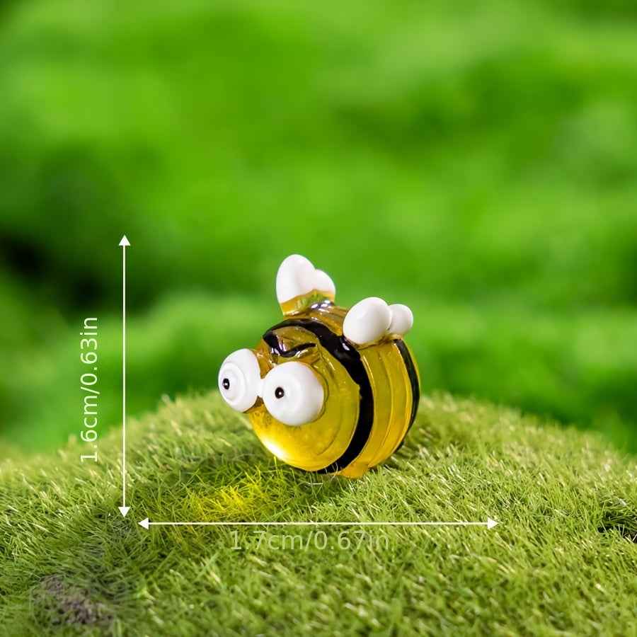 10pcs Glow-in-the-Dark Mini Bee Figurines - Resin Honeybee Garden Decor for DIY Fairy Gardens, Terrariums & Pot Planters, Cute Animal Theme Outdoor Decoration, Bee Deco
