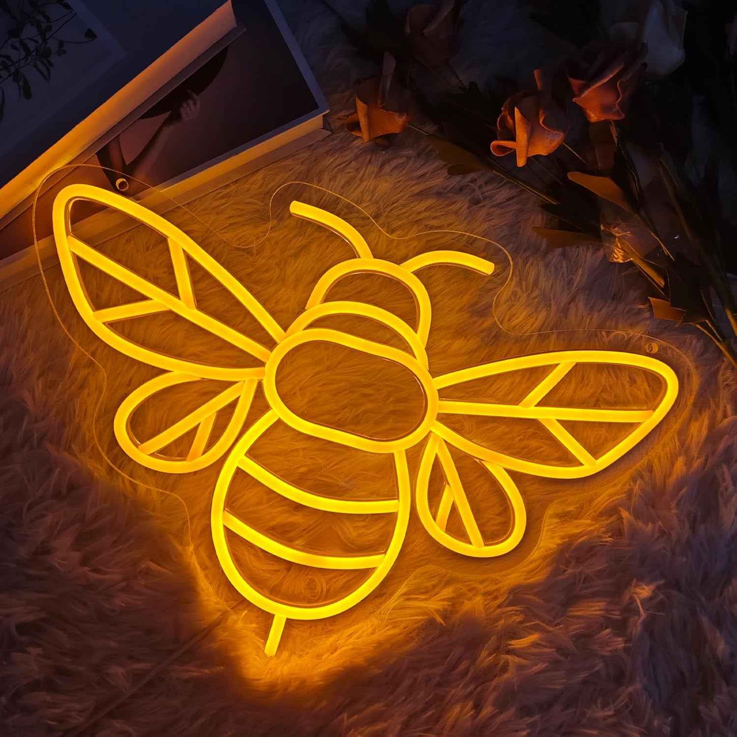 Bee LED Neon Light - USB Powered, Adjustable Brightness, Wall-Mounted Neon Light with Bee Design, Multi-Color Options, No Batteries Needed, Perfect For Wall Decor, New Year & Holiday Gifts, Bee Decorations