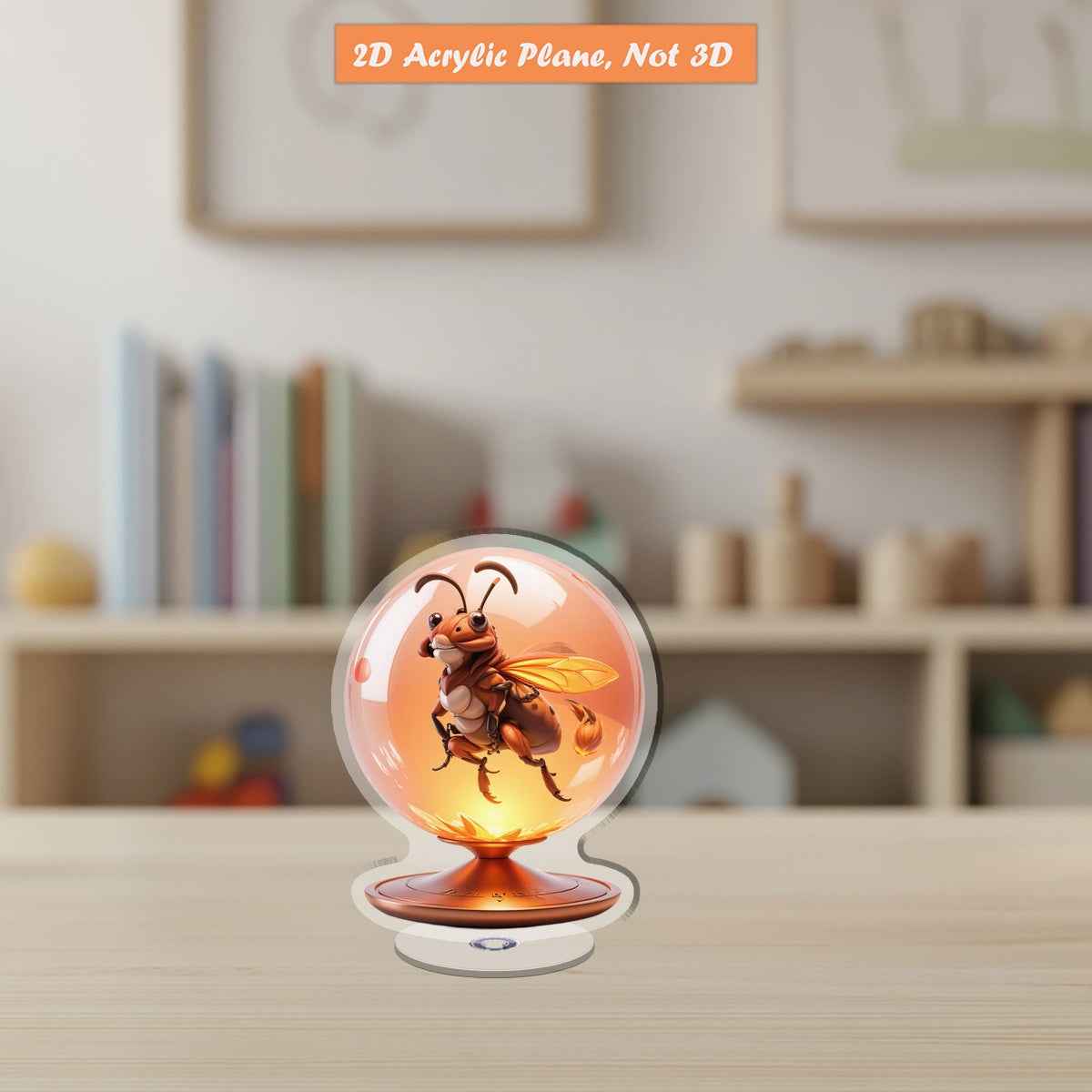 2D Flat - [2D Flat] 1pc 360° Rotating 2D Flat Acrylic Insect Lamp - Vibrant Bee & Floral Design, Tabletop Decor for Office Desk, Windowsill, or Gift, Durable Acrylic Material, Perfect for Home or Office Decoration, Office De