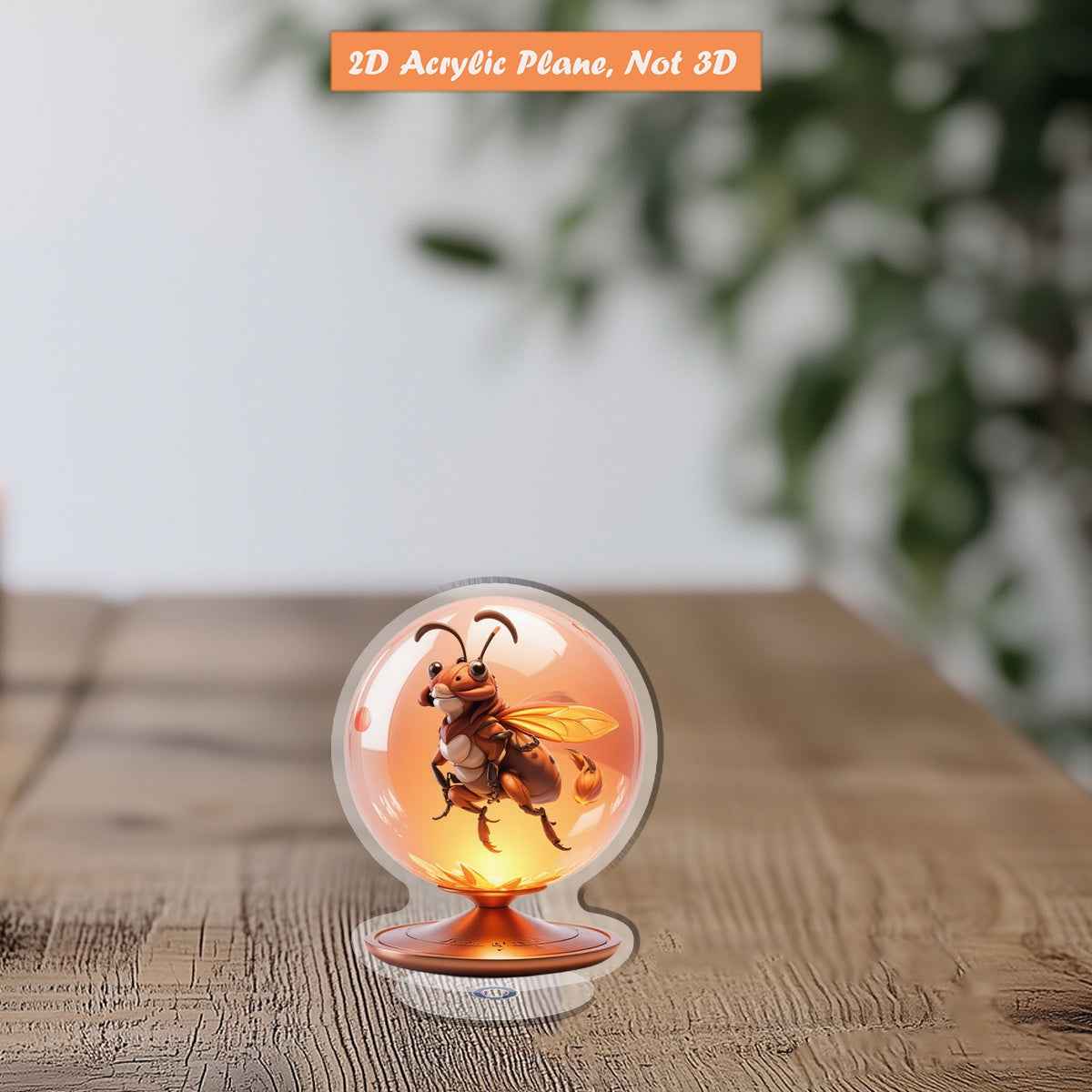 2D Flat - [2D Flat] 1pc 360° Rotating 2D Flat Acrylic Insect Lamp - Vibrant Bee & Floral Design, Tabletop Decor for Office Desk, Windowsill, or Gift, Durable Acrylic Material, Perfect for Home or Office Decoration, Office De