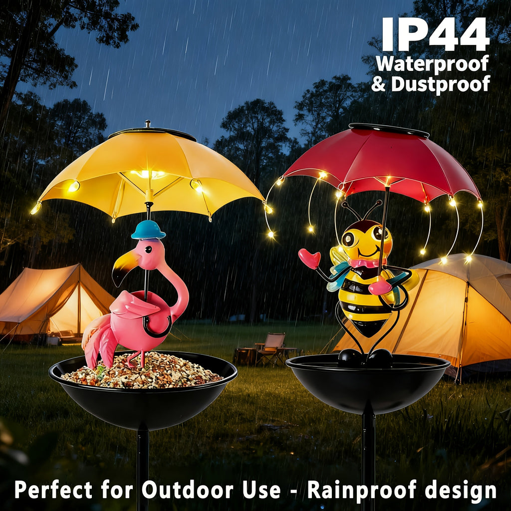 Halloween Bees Light Waterproof Statue - 2pcs Solar-Powered Garden Animal Decor for Lawn and Patio