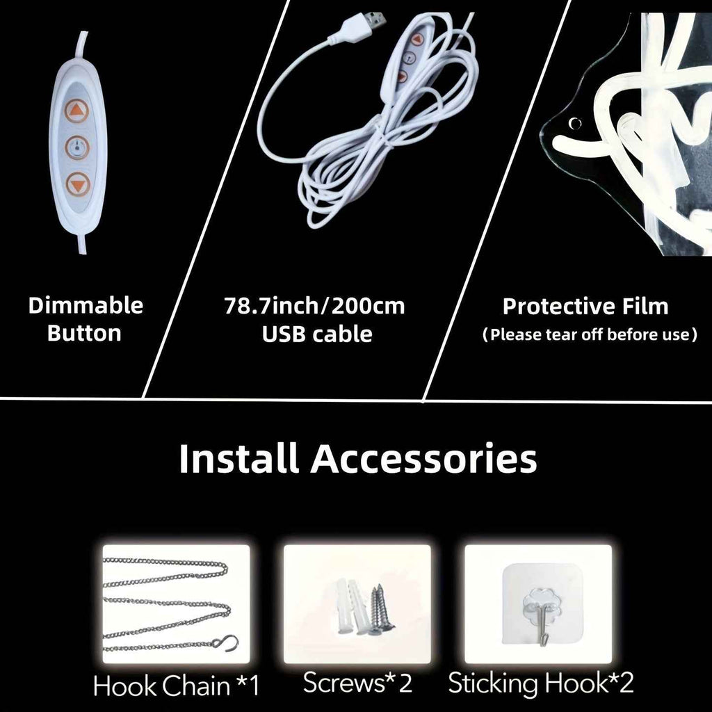 FOMZZE Cute Bee Neon Sign, USB Dimmable LED Light Up Sign, Creative Aesthetic Room Decor, with USB Light Compatible with Laptop, for Bedroom, Home Party, Birthday Gift, Wall Decor