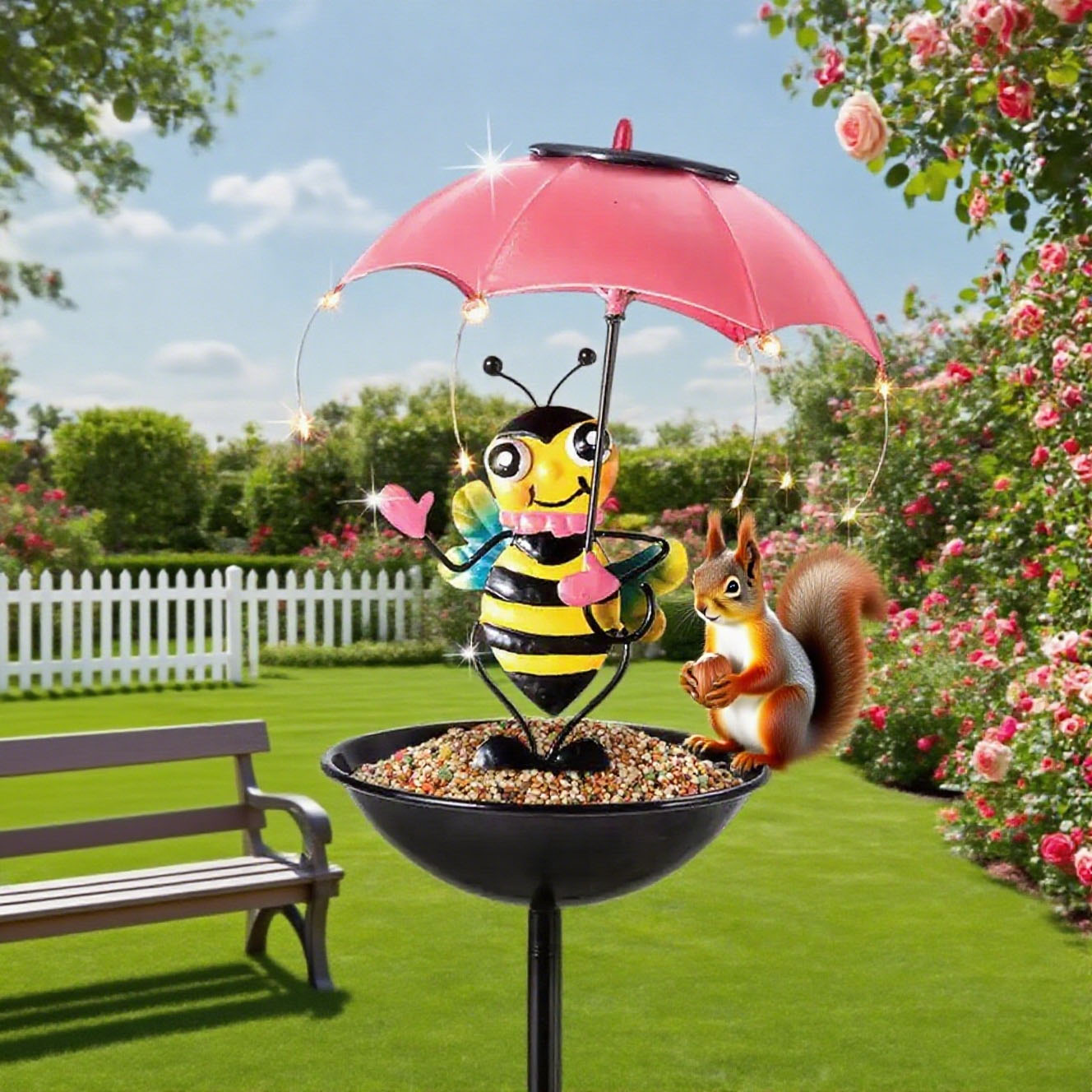 Halloween Bees Light Waterproof Statue - 2pcs Solar-Powered Garden Animal Decor for Lawn and Patio