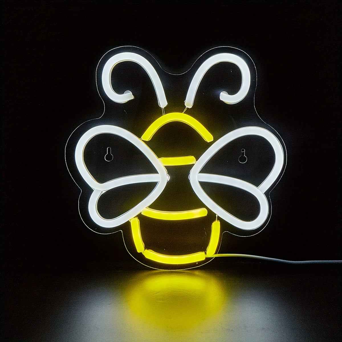 1pc Bee Neon Sign, USB Powered LED Wall Hanging Light with Switch Control, Plastic Material, Multipurpose Room Decor for Bedroom, Party, Wedding - No Battery Required