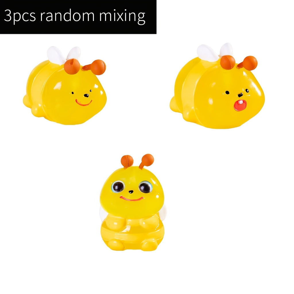3pcs Glow-in-the-Dark Bees Light Figurines - Adorable Cartoon-Style Decor for Home, Party, and Garden