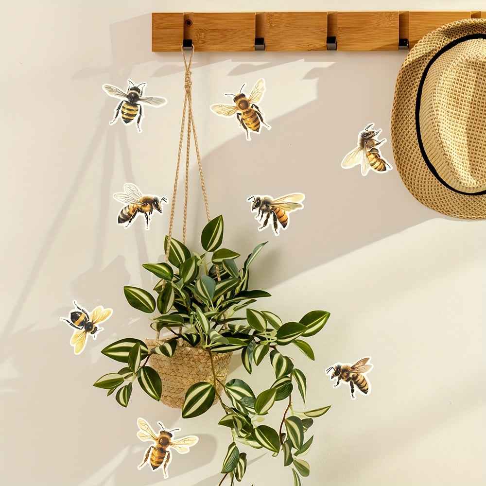 Charming Bee-Themed Glow-in-the-Dark Wall Decal - Removable & Waterproof PVC Sticker for Living Room, Bedroom, Dorms, Classrooms - 7.9x11.8 inches
