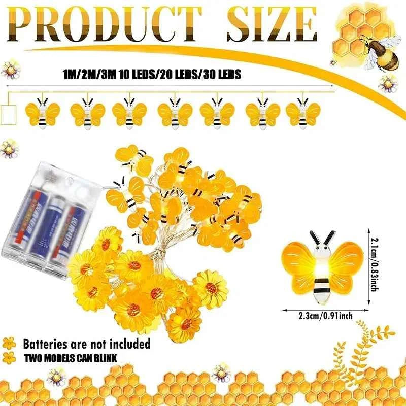 Honeybee String Lights Fairy Lights , bee  Decorations String Lights for Bedroom Plants Patios Party Wedding Party Xmas