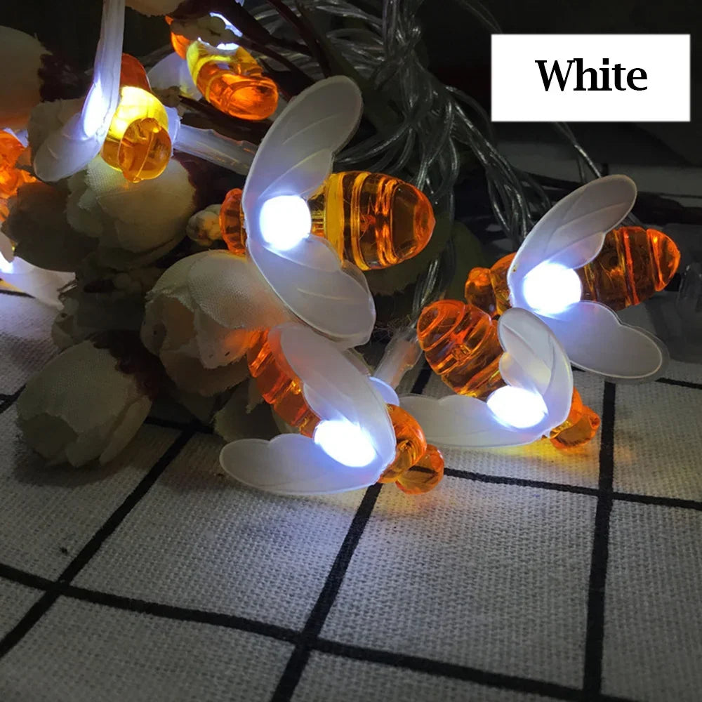 Solar LED String Bees Light for Outdoor Holiday Party, Garden, Tree, Fence, Balcony, Christmas, and Wedding Decoration