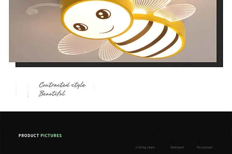 New Children's Room Bee Ceiling Light Princess Room Rainbow Cloud Bedroom Light Simple Modern Cartoon Light Remote Control