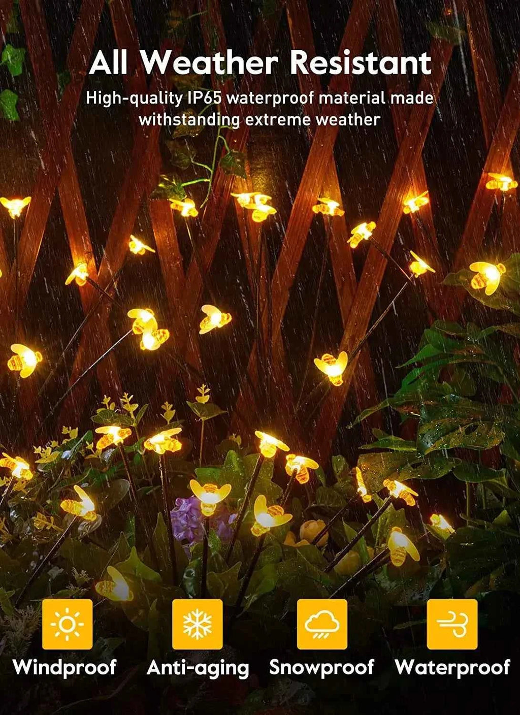 6/8/10 LED Solar Bee Firefly Butterfly Lights Waterproof Outdoor Garden Decorative Lawn Lights For Yard Patio Pathway