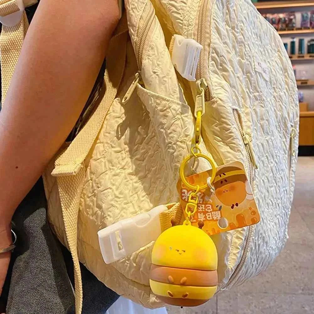 Portable Kawaii Bee Night Light With Keychain Cartoon Honeybee Lamp Car Key RingBag Decor Room nightlight Cute Kid Student Gift