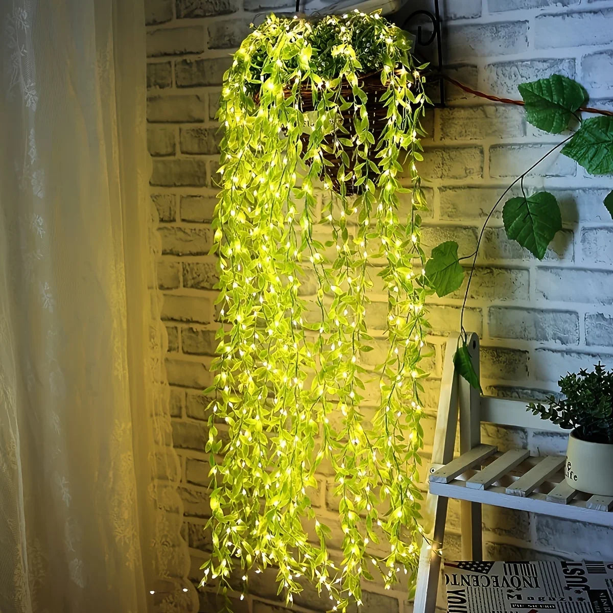 11111111111111 Bees Light - 2 M 20 Light Always on Battery Box Willow Curtain Lamp Decorative Light String Imitation Leaf Wrought Iron Basket Copper Wire | [[Product type]] Lighting – Bees Light