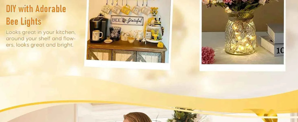 Honeybee String Lights Fairy Lights , bee  Decorations String Lights for Bedroom Plants Patios Party Wedding Party Xmas