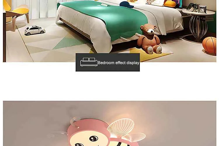 New Children's Room Bee Ceiling Light Princess Room Rainbow Cloud Bedroom Light Simple Modern Cartoon Light Remote Control