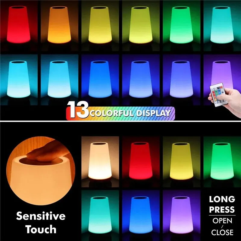 1111111Bees Light - 13-Color RGB Night Light with Touch & Remote Control – USB, Rechargeable, Bedside Lamp Dimmable Lamp Portable, Table | [[Product type]] Lighting – Bees Light