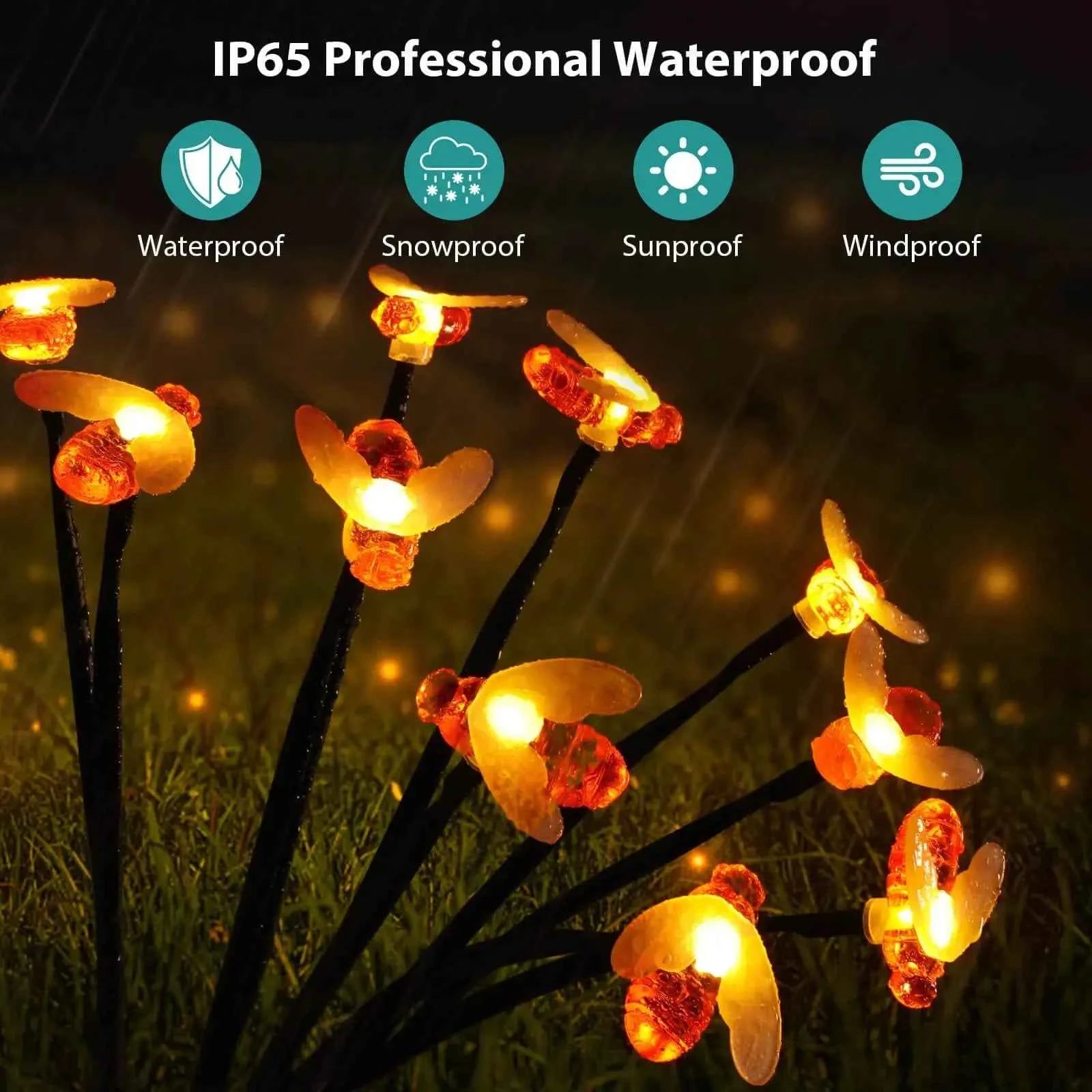 6/8/10 LED Solar Bee Firefly Butterfly Lights Waterproof Outdoor Garden Decorative Lawn Lights For Yard Patio Pathway