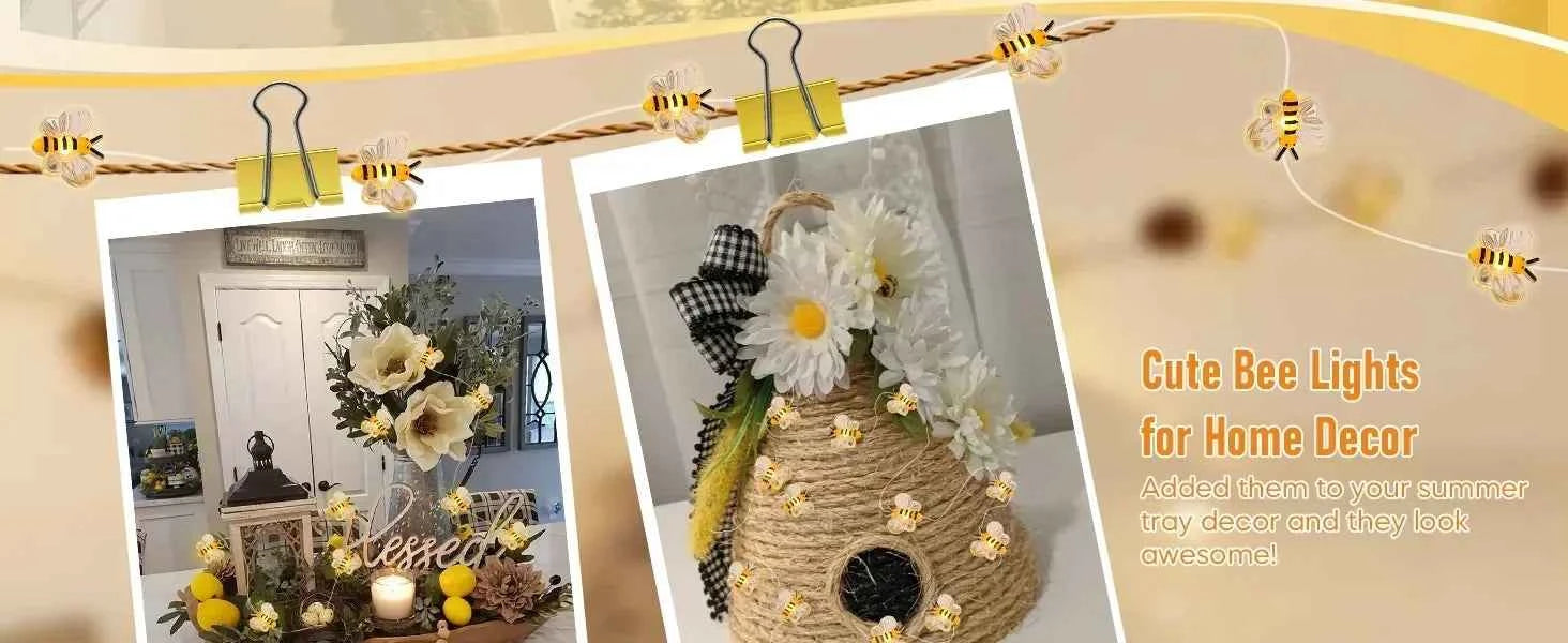 Honeybee String Lights Fairy Lights , bee  Decorations String Lights for Bedroom Plants Patios Party Wedding Party Xmas