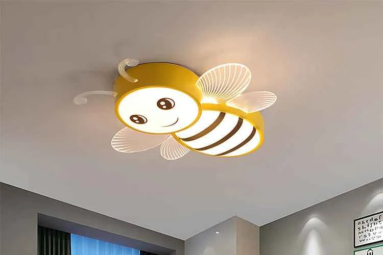 New Children's Room Bee Ceiling Light Princess Room Rainbow Cloud Bedroom Light Simple Modern Cartoon Light Remote Control