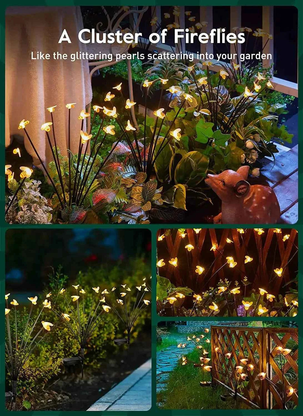 6/8/10 LED Solar Bee Firefly Butterfly Lights Waterproof Outdoor Garden Decorative Lawn Lights For Yard Patio Pathway