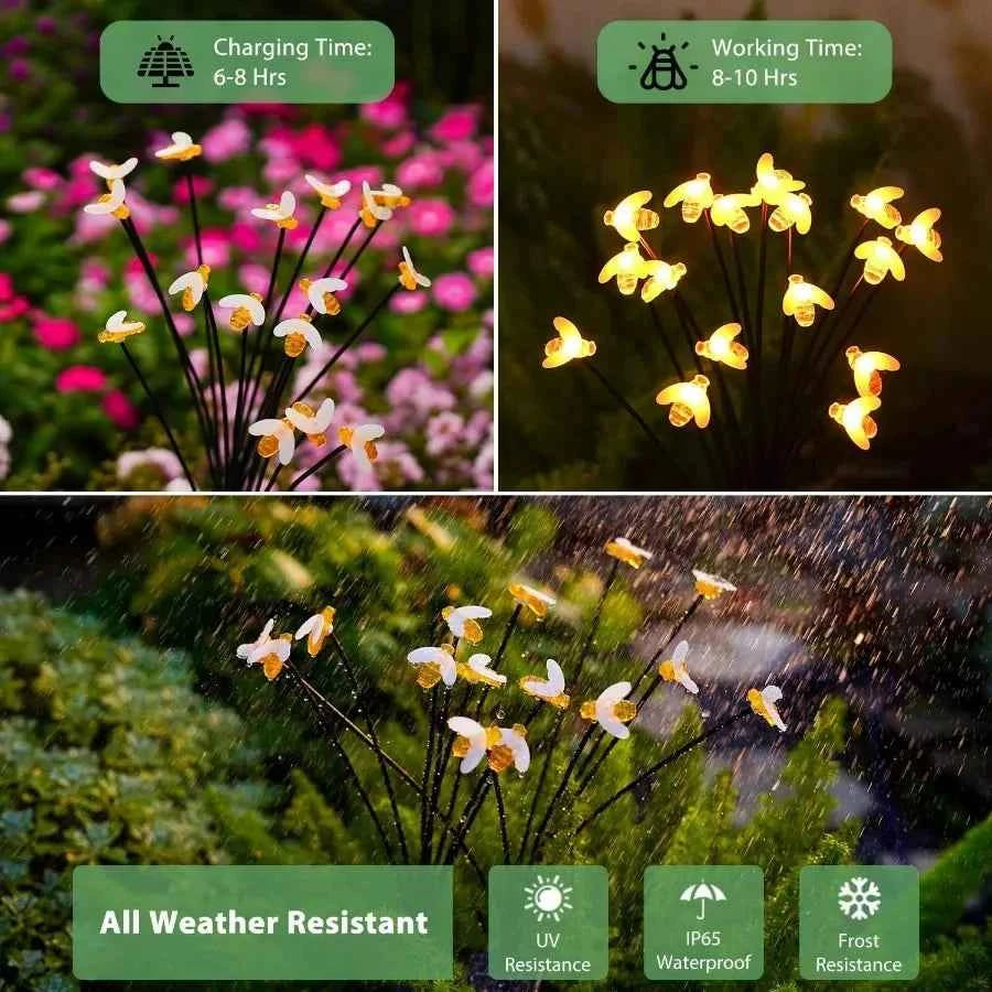 Nacome Solar Garden Lights for Outside Landscape Decor Yard Patio Decoration with Waterproof Swaying Bumble Bee Design 2Pack Id