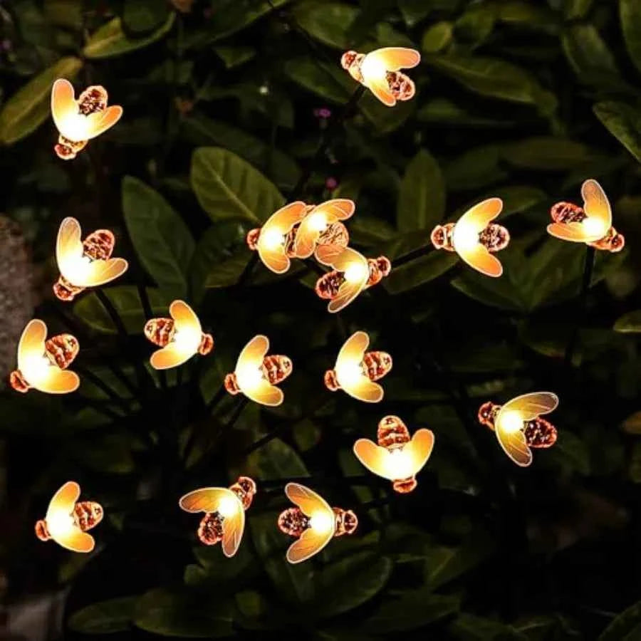 2 Pack Solar Powered Bee Shaped Garden Lights with Bright LED Illumination Perfect Outdoor Decor for Garden Pathways Patios and