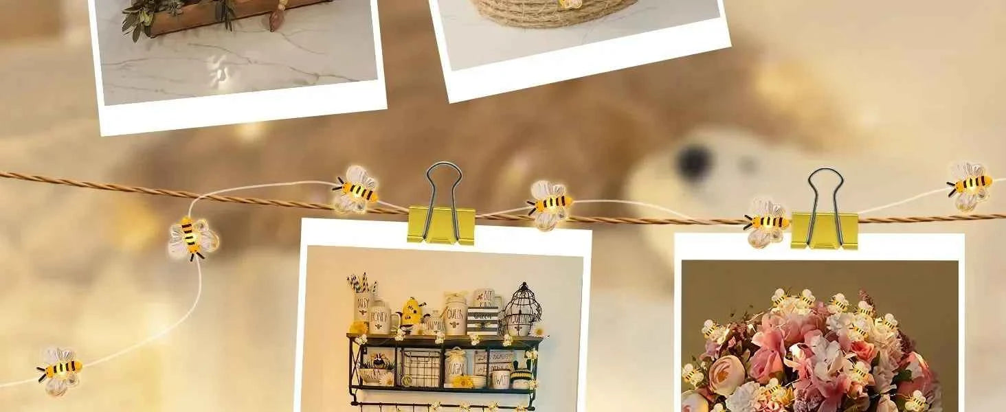 Honeybee String Lights Fairy Lights , bee  Decorations String Lights for Bedroom Plants Patios Party Wedding Party Xmas