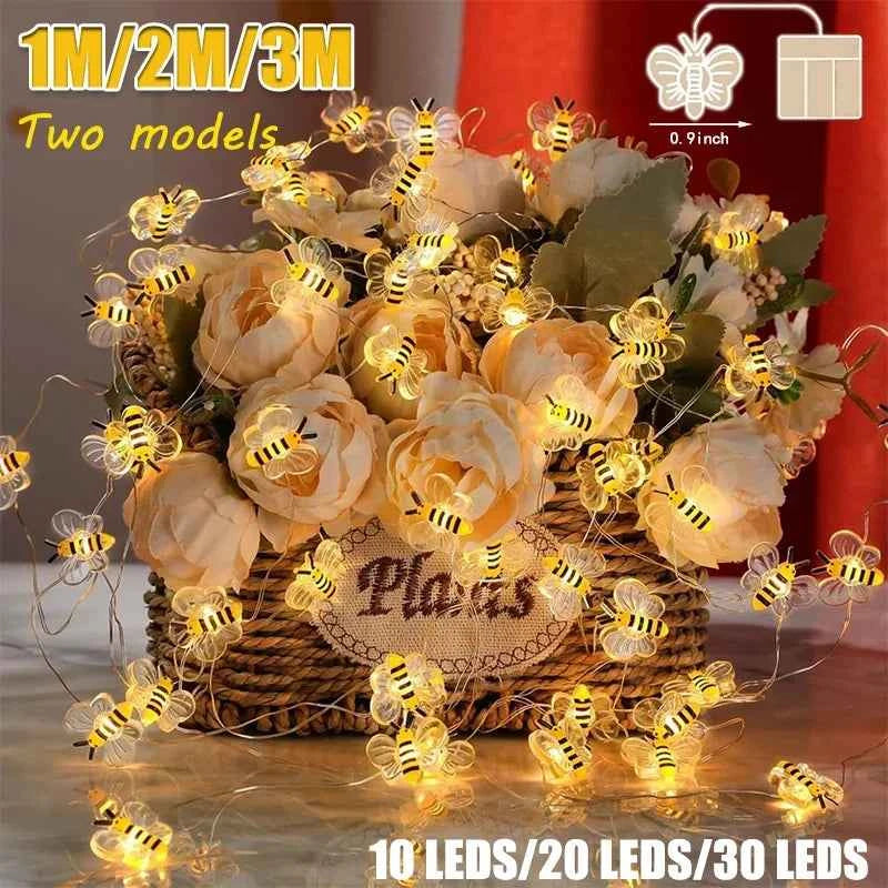 Honeybee String Lights Fairy Lights , bee  Decorations String Lights for Bedroom Plants Patios Party Wedding Party Xmas