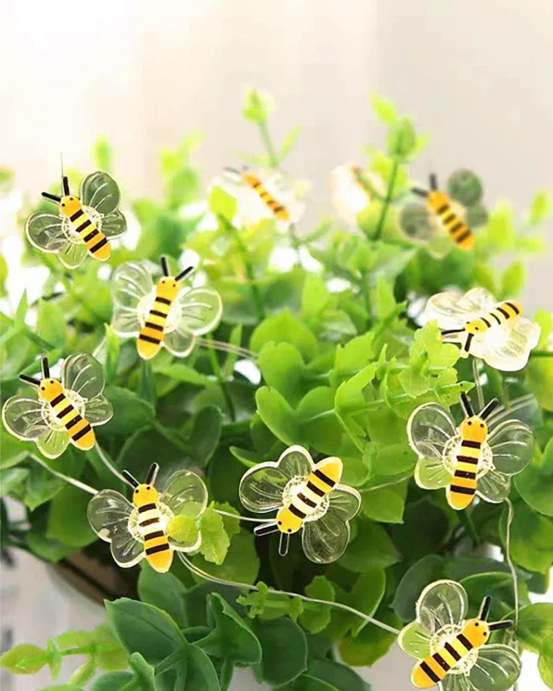 3/1M LED Bees Light String - Battery Powered Outdoor Waterproof Fairy Garland Lamp for Christmas, Festival, Garden, and Bedroom Decor