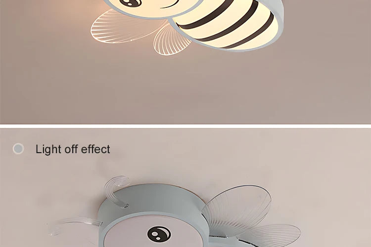 New Children's Room Ceiling Bees Light - Simple Modern Cartoon Rainbow Cloud Bedroom Light with Remote Control