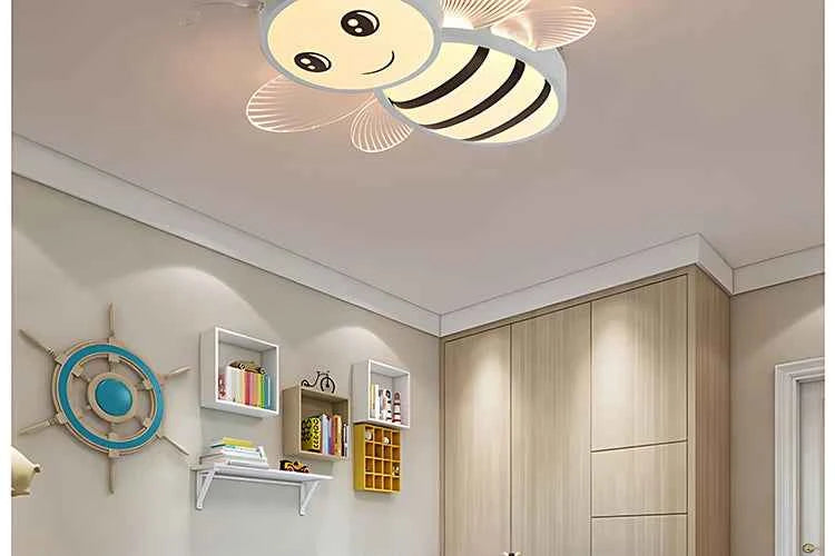 New Children's Room Bee Ceiling Light Princess Room Rainbow Cloud Bedroom Light Simple Modern Cartoon Light Remote Control