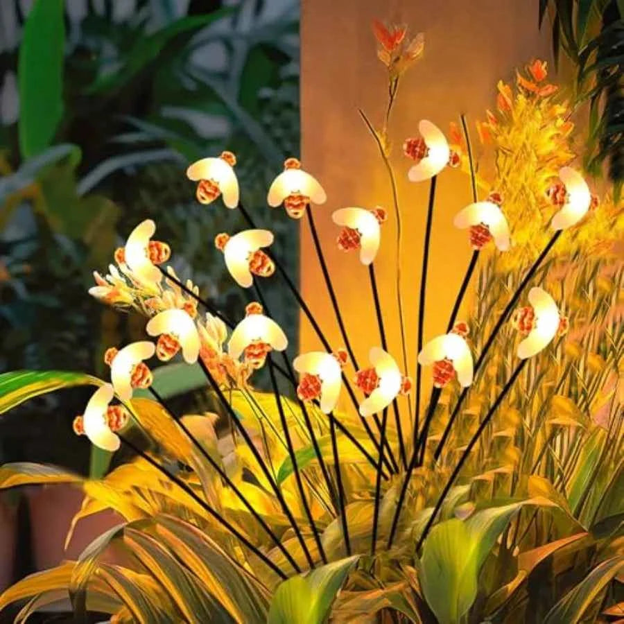 2 Pack Solar Powered Bee Shaped Garden Lights with Bright LED Illumination Perfect Outdoor Decor for Garden Pathways Patios and