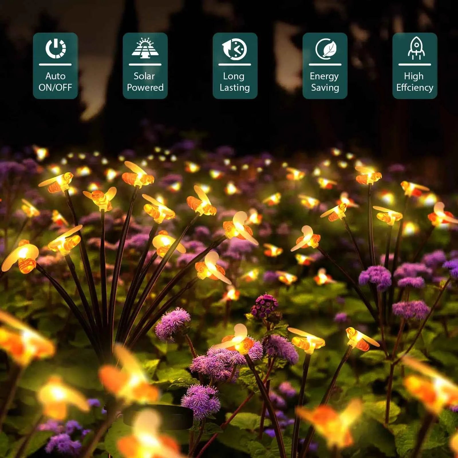 6/8/10 LED Solar Bee Firefly Butterfly Lights Waterproof Outdoor Garden Decorative Lawn Lights For Yard Patio Pathway