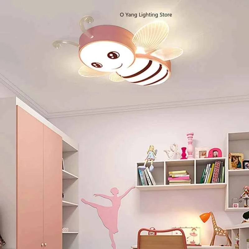 New Children's Room Bee Ceiling Light Princess Room Rainbow Cloud Bedroom Light Simple Modern Cartoon Light Remote Control
