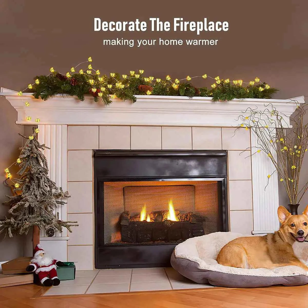 1Pack Bee Lights Battery Operated Bee String Lights For Bedroom Plants Patios Party Wedding Xmas Decorative String Lights