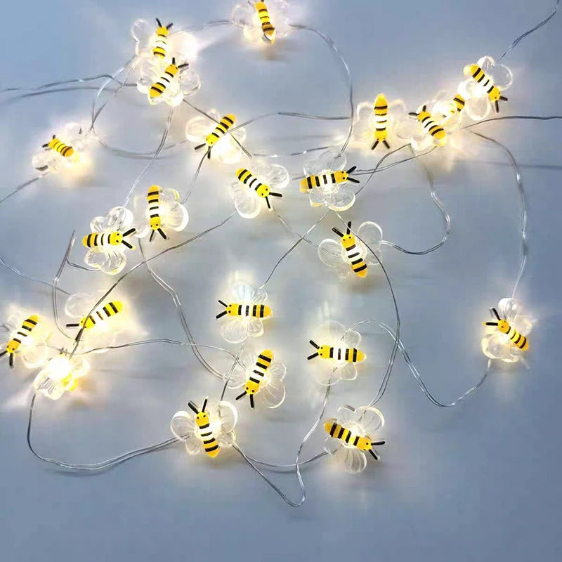 3/1M LED Bees Light String Waterproof for Outdoor Battery Powered Fairy Garland Lamp - Perfect for Christmas, Festivals, Garden, and Bedroom Decor