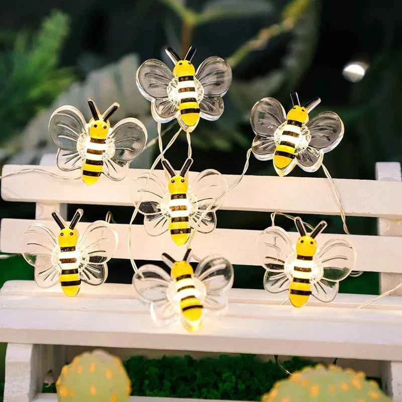 3/1M LED Bee Lights String Battery Powered Outdoor Waterproof Fairy Garland Lamp For Festival Christmas Garden Bedroom Decor