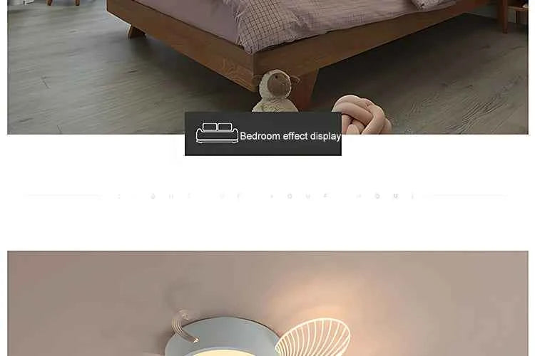 New Children's Room Bee Ceiling Light Princess Room Rainbow Cloud Bedroom Light Simple Modern Cartoon Light Remote Control